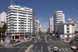 Image du Maroc Professionnelle de  La démolition de l’ancienne Gare de la C.T.M. et de la banque d’Etat du Maroc qui fermaient l’ex Place de France pour l’ouverture de l’Avenue de la République l’actuelle Avenue des Forces Armées Royales (F. A. R.) a eu lieu en 1953. Elle fait partie des plus importantes artères de la ville où plusieurs sociétés marocaines et étrangères avaient établi leur siège, Lundi 6 Juillet 2009. (Photo / Abdeljalil Bounhar) 